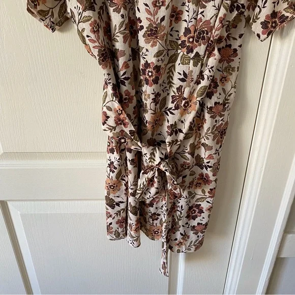 $178 NWT Faherty Willow V-neck Floral Print Linen Wrap Mini Dress size XL - Picture 11 of 12